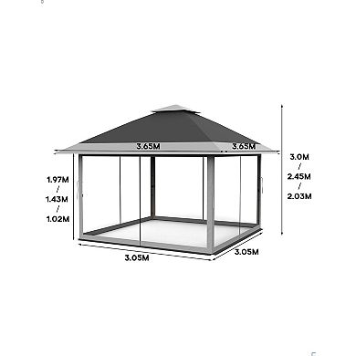 Outdoor Pop Up Gazebo Canopy Tent with Netting and Adjustable Height