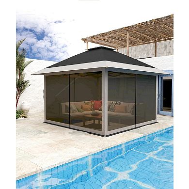 Outdoor Pop Up Gazebo Canopy Tent with Netting and Adjustable Height