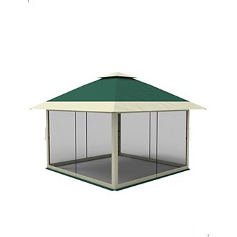 Outdoor Pop Up Gazebo Canopy Tent with Netting and Adjustable Height