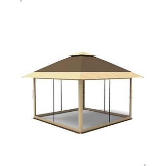 Outdoor Pop Up Gazebo Canopy Tent with Netting and Adjustable Height