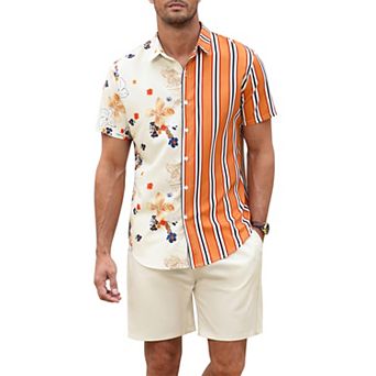 Men's Floral Printed Hawaiian Shirt and Shorts Set