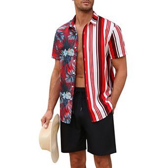Men's Floral Printed Hawaiian Shirt and Shorts Set