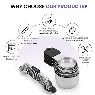 16 pieces Magnetic Stainless Measuring Set with Leveler