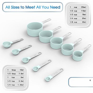 Stackable Nesting Measuring Cups Spoons Stainless Handle Kitchen Tools 5+5 set