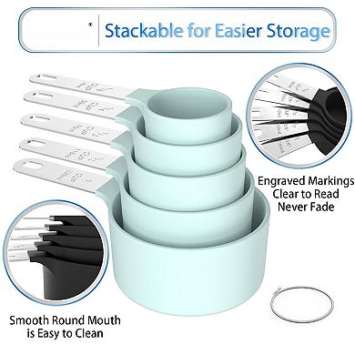 Stackable Nesting Measuring Cups Spoons Stainless Handle Kitchen Tools 5+5 set