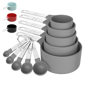 Stackable Nesting Measuring Cups Spoons Stainless Handle Kitchen Tools 5+5 set