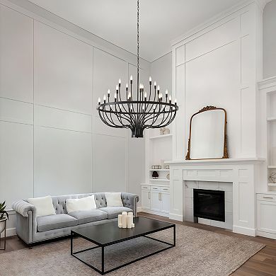 Oversized Farmhouse 59" Matte Black Metal 48-Light Tiered Chandelier