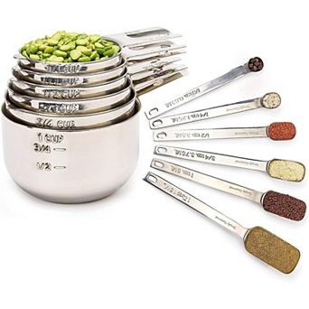 12 pc Stainless Steel Measuring Set Stackable Long Handle Jar-Fit