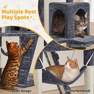 54in Multi-Level Cat Tree with Condo Hammock Activity Center