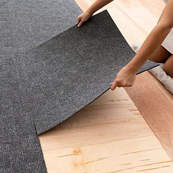 24" Grey Peel Stick Outdoor Carpet Tiles 60sqft Stain Fade Resistant