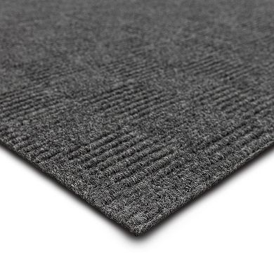 24" Grey Peel Stick Outdoor Carpet Tiles 60sqft Stain Fade Resistant