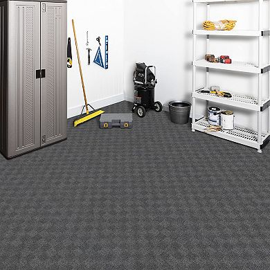 24" Grey Peel Stick Outdoor Carpet Tiles 60sqft Stain Fade Resistant