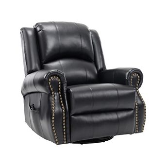 Heat Massage Manual Recliner Chair with Rocker and Swivel in Fabric for Living Room