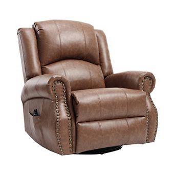 Heat Massage Manual Recliner Chair with Rocker and Swivel in Fabric for Living Room