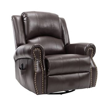 Heat Massage Manual Recliner Chair with Rocker and Swivel in Fabric for Living Room