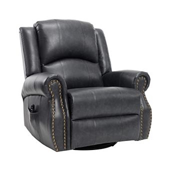 Heat Massage Manual Recliner Chair with Rocker and Swivel in Fabric for Living Room