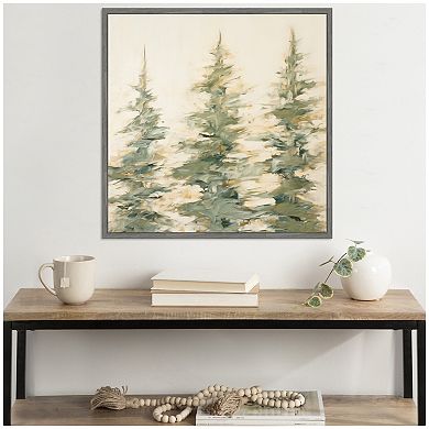 Sylvie Evergreen Trees Abstract Framed Canvas by The Creative Bunch Studio