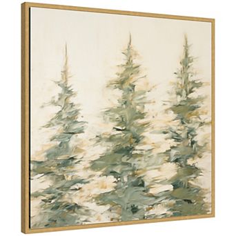 Sylvie Evergreen Trees Abstract Framed Canvas by The Creative Bunch Studio