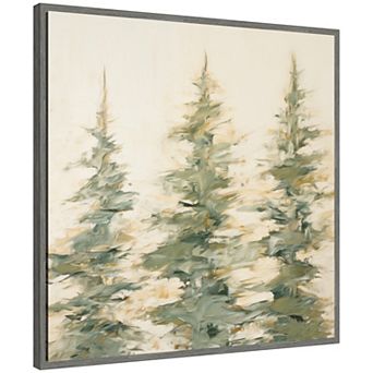 Sylvie Evergreen Trees Abstract Framed Canvas by The Creative Bunch Studio
