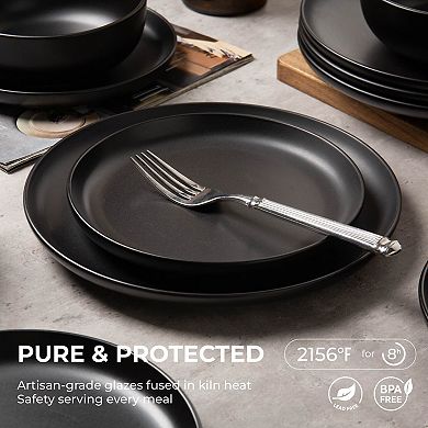 12-Piece Stoneware Dinnerware Sets with Mug, Microwave Dishwasher Safe,Dinner Plates Bowls Set for 3