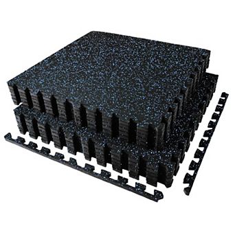 0.56" Dual-Layer Rubber & EVA Foam Gym Mats 24 sq ft Interlocking