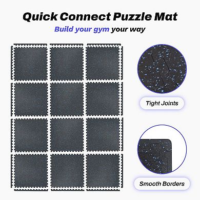0.56" Dual-Layer Rubber & EVA Foam Gym Mats 24 sq ft Interlocking