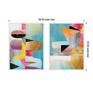 NC Objet 1 & 2 2 Piece Framed Canvas Wall Art Set by Nikki Chu