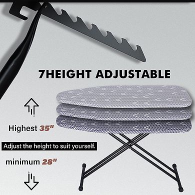 Heavy Duty Ironing Board 47x16 Metal Frame Thick Pad Adjustable Height Foldable