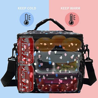 Insulated Lunch Bag Adjustable Strap Zipper Mesh Pockets