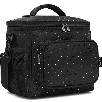 Insulated Lunch Bag Adjustable Strap Zipper Mesh Pockets