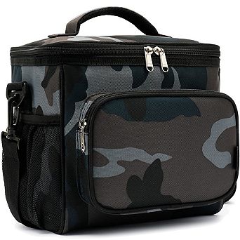 Insulated Lunch Bag Adjustable Strap Zipper Mesh Pockets