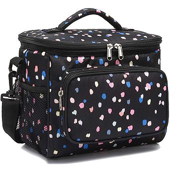 Insulated Lunch Bag Adjustable Strap Zipper Mesh Pockets