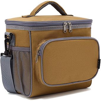 Insulated Lunch Bag Adjustable Strap Zipper Mesh Pockets