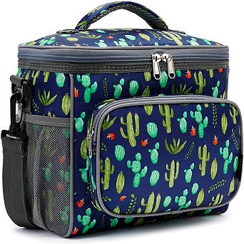 Insulated Lunch Bag Adjustable Strap Zipper Mesh Pockets