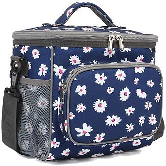 Insulated Lunch Bag Adjustable Strap Zipper Mesh Pockets
