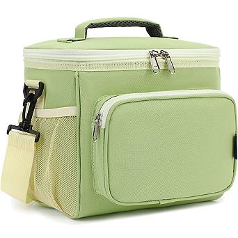 Insulated Lunch Bag Adjustable Strap Zipper Mesh Pockets