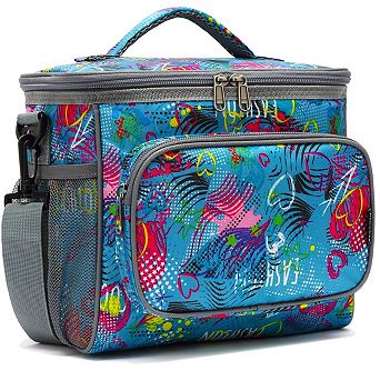 Insulated Lunch Bag Adjustable Strap Zipper Mesh Pockets