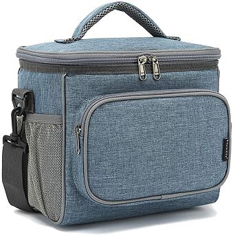 Insulated Lunch Bag Adjustable Strap Zipper Mesh Pockets