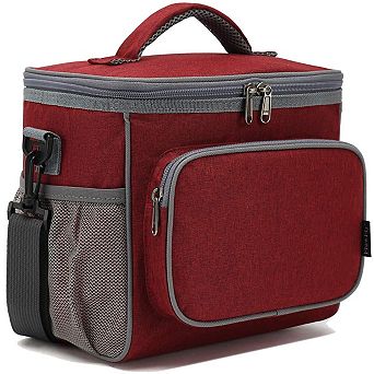 Insulated Lunch Bag Adjustable Strap Zipper Mesh Pockets