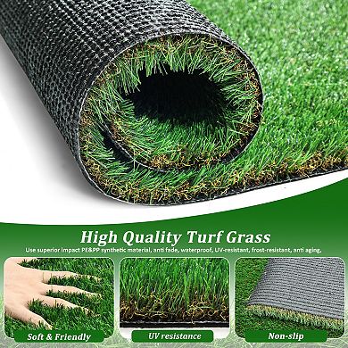 WOW PIONEER Realistic Outdoor Artificial Grass Runner Rug for Patio Garden Lawn Decor