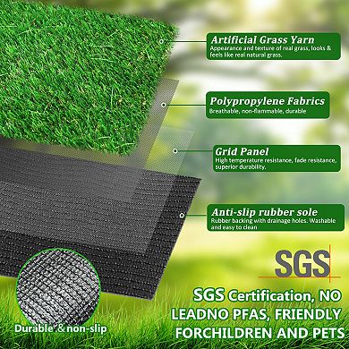 WOW PIONEER Realistic Outdoor Artificial Grass Runner Rug for Patio Garden Lawn Decor