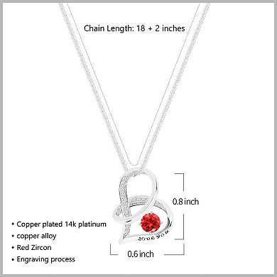 Infinity Heart Zircon Pendant Necklace Wife mother lover gift