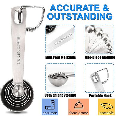 6PCS Stainless Steel Measuring Spoons Set 6pc Metric Dry Liquid