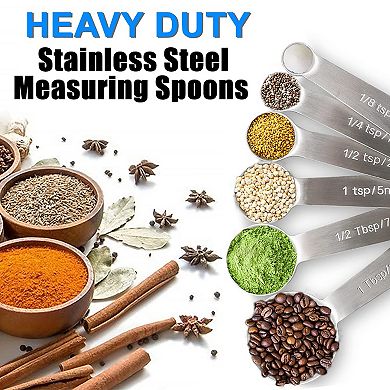 6PCS Stainless Steel Measuring Spoons Set 6pc Metric Dry Liquid