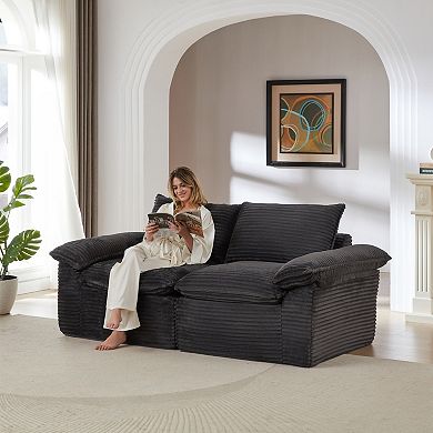 CEWOR Corduroy Cloud Loveseat, Compression Combination Sofa, No Assembly