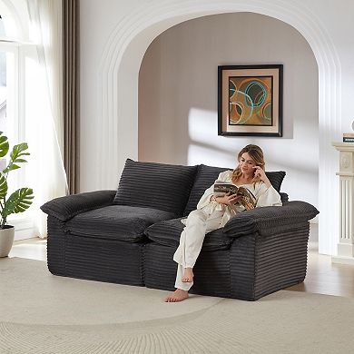 CEWOR Corduroy Cloud Loveseat, Compression Combination Sofa, No Assembly