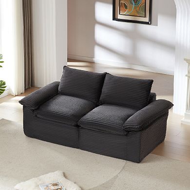 CEWOR Corduroy Cloud Loveseat, Compression Combination Sofa, No Assembly