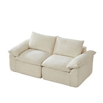 CEWOR Corduroy Cloud Loveseat, Compression Combination Sofa, No Assembly