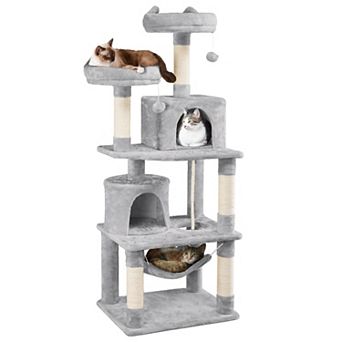 62.5 in Cat Tree Condo with Hammock Platform Plush Perch Kitten Play House
