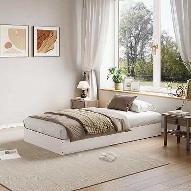 Modern Minimalist Sturdy Wood Platform Bed Frame,Floor-Standing Noise-Free,Strong Wooden Slats